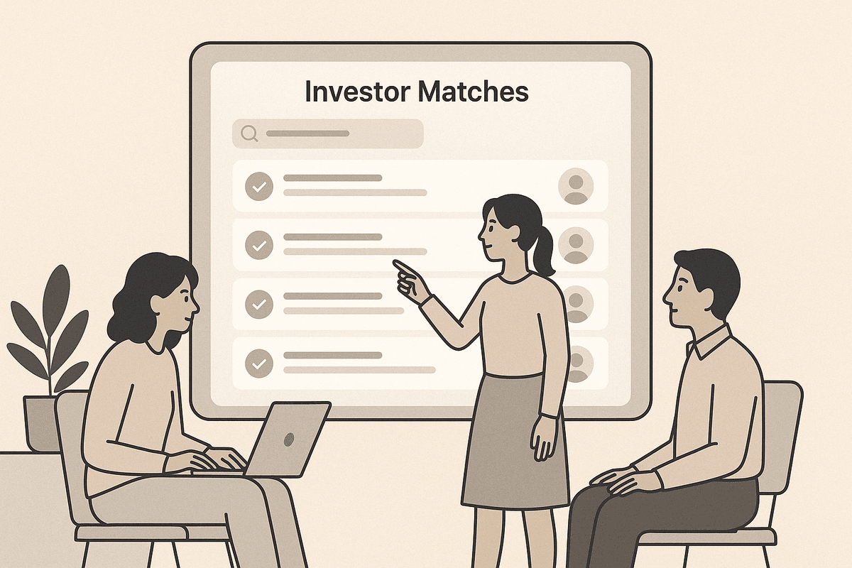 Team analyzing investor matches